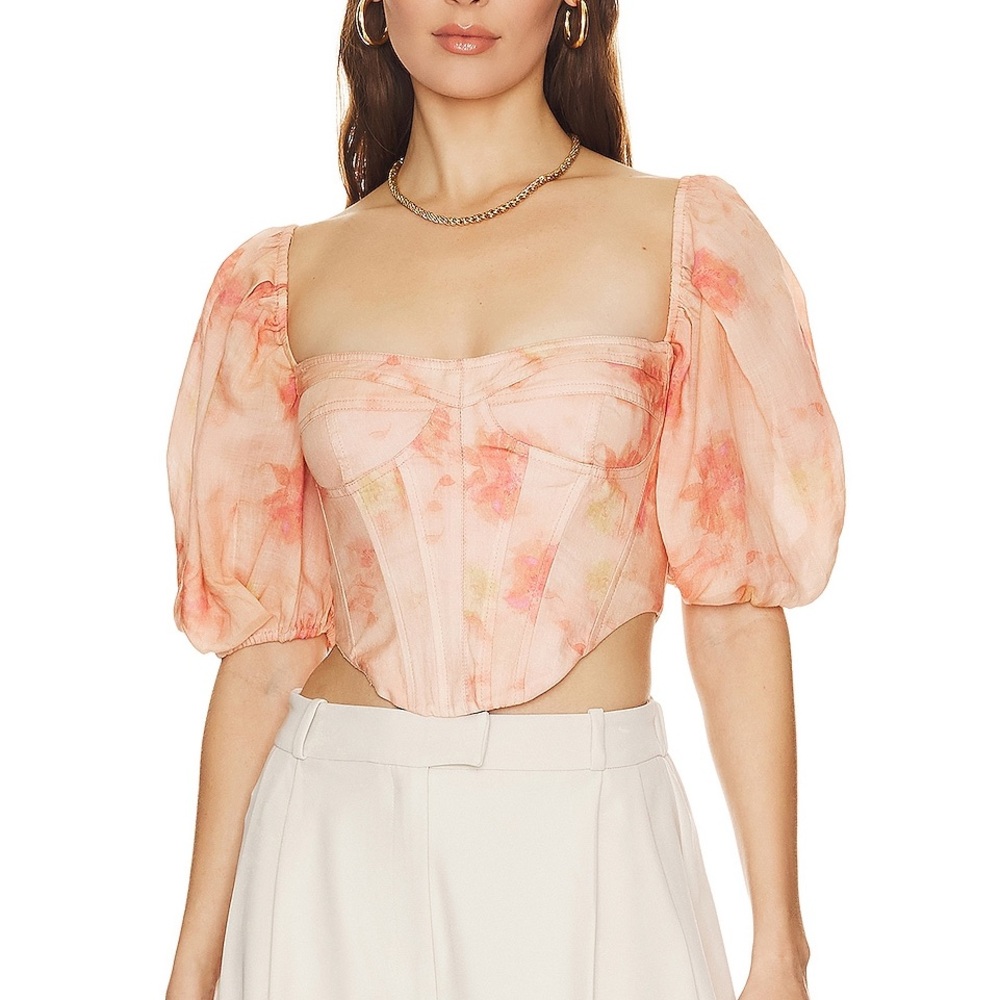 Bardot Kiah Corset Top in Orange Floral sz Extra Large